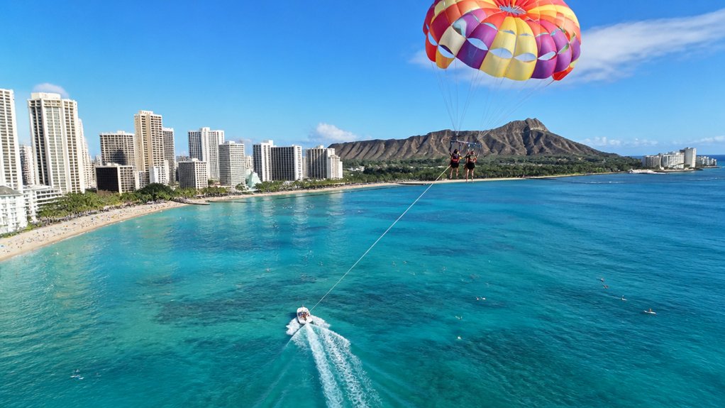 1000 foot parasailing waikiki views