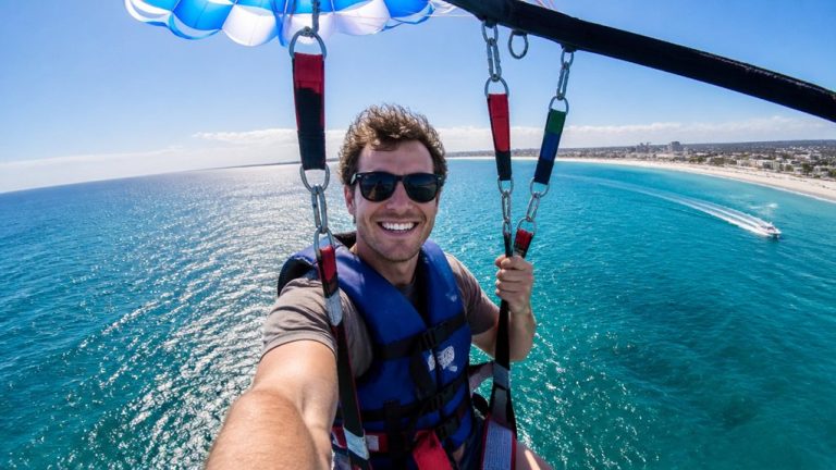 parasailing with waterproof camera