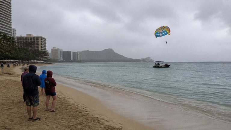 waikiki parasailing in rain